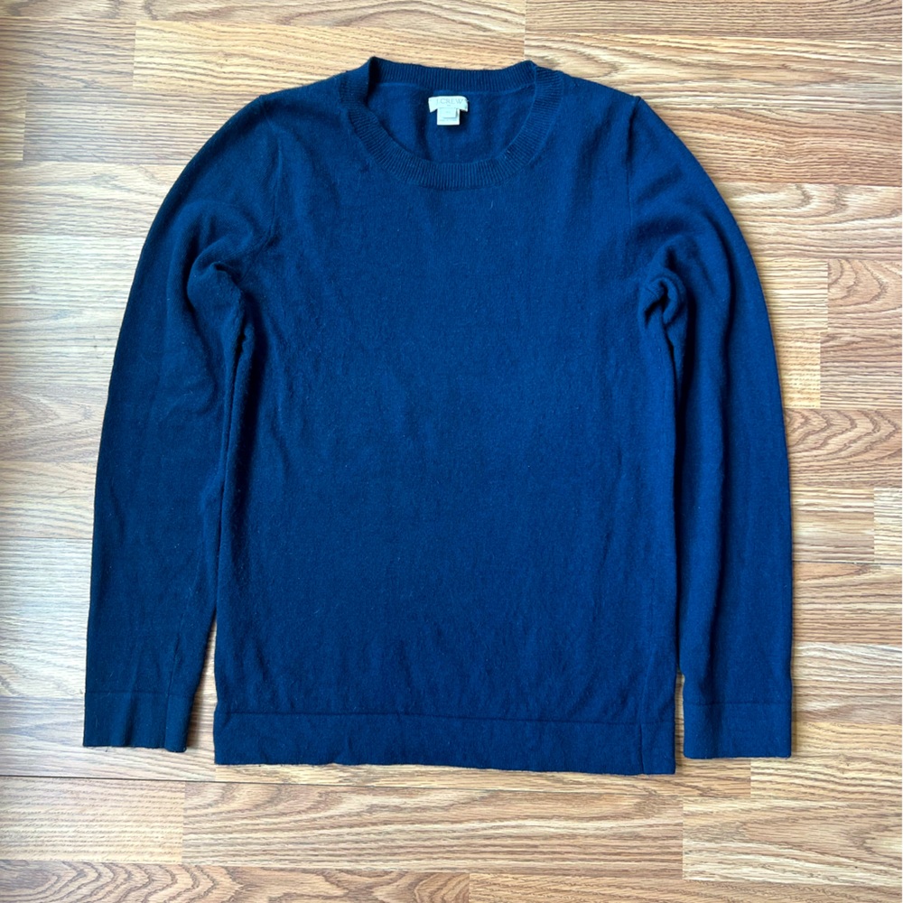 J. Crew Navy Sweater Cardigan Wool Blend Crew Neck Womens XS